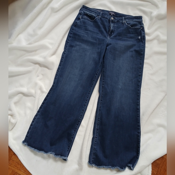 NYDJ Jeans Women's jeans Teresa Wideleg Blue Riverwalk wash Raw hem size 12 - Picture 4 of 16